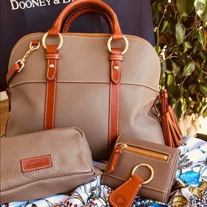 Dooney & Bourke Satchel in pebble grey & brown.